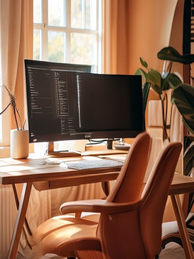 Perfekt ergonomisk arbetsplats med rätt höjd, position och belysning